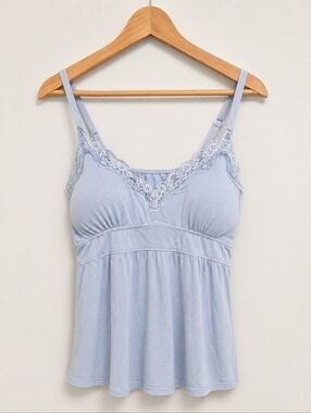 Knix Lace Trim Camisole Light Blue Size L Wireless Shelf Bra Tank Top